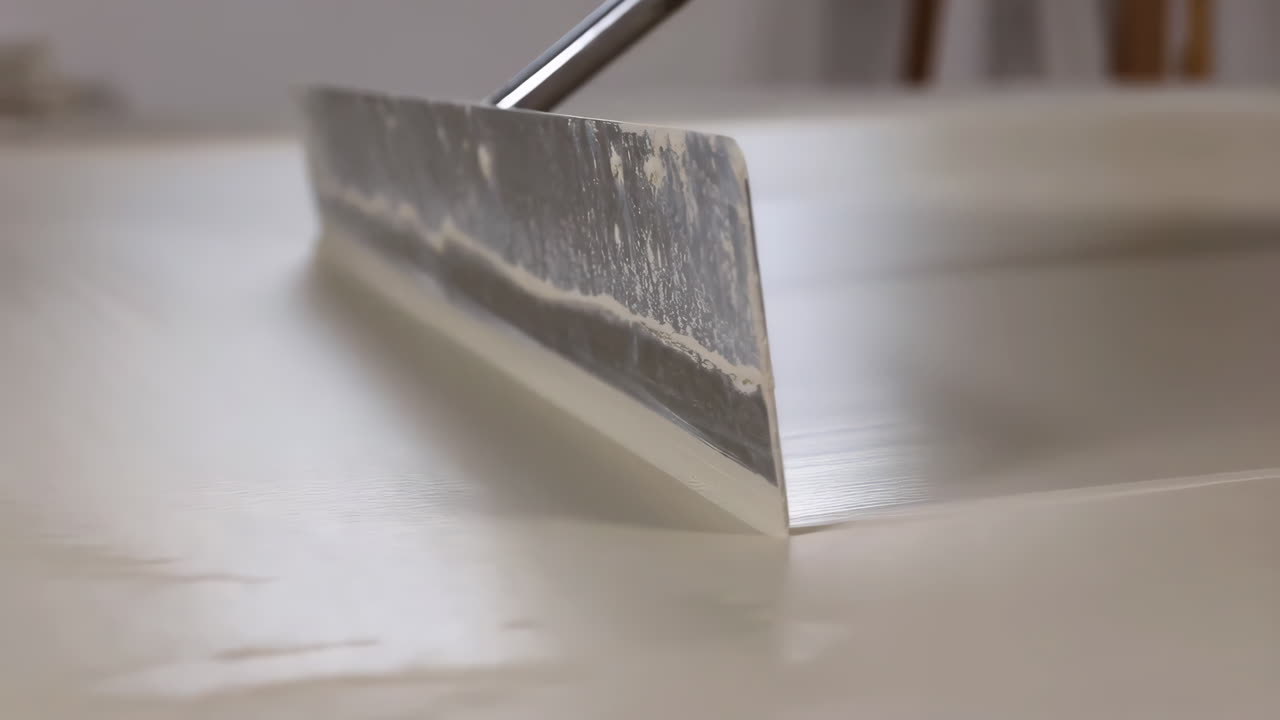 Spreading self-leveling compound with a screed