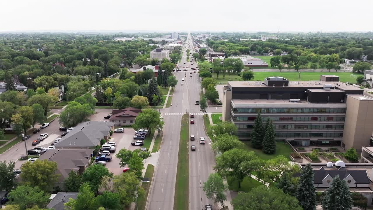 Moving Traffic on a main street in a small city