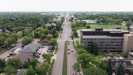 moving traffic on a main street in a small city