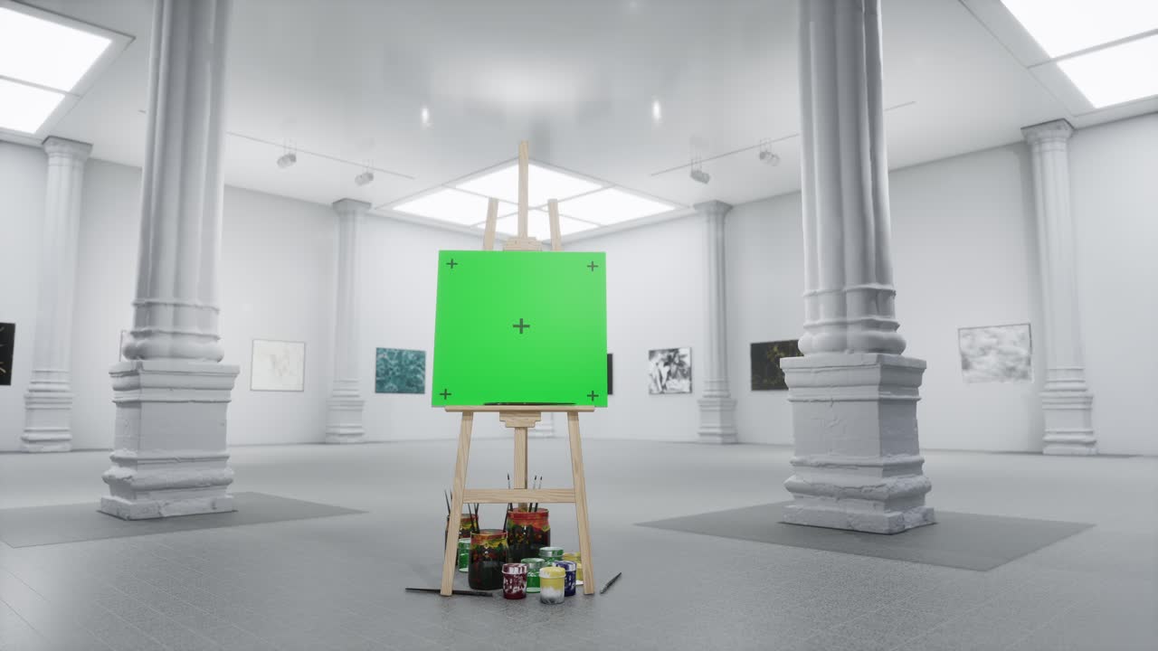 пустая галерея с зеленым экраном на шезлонге