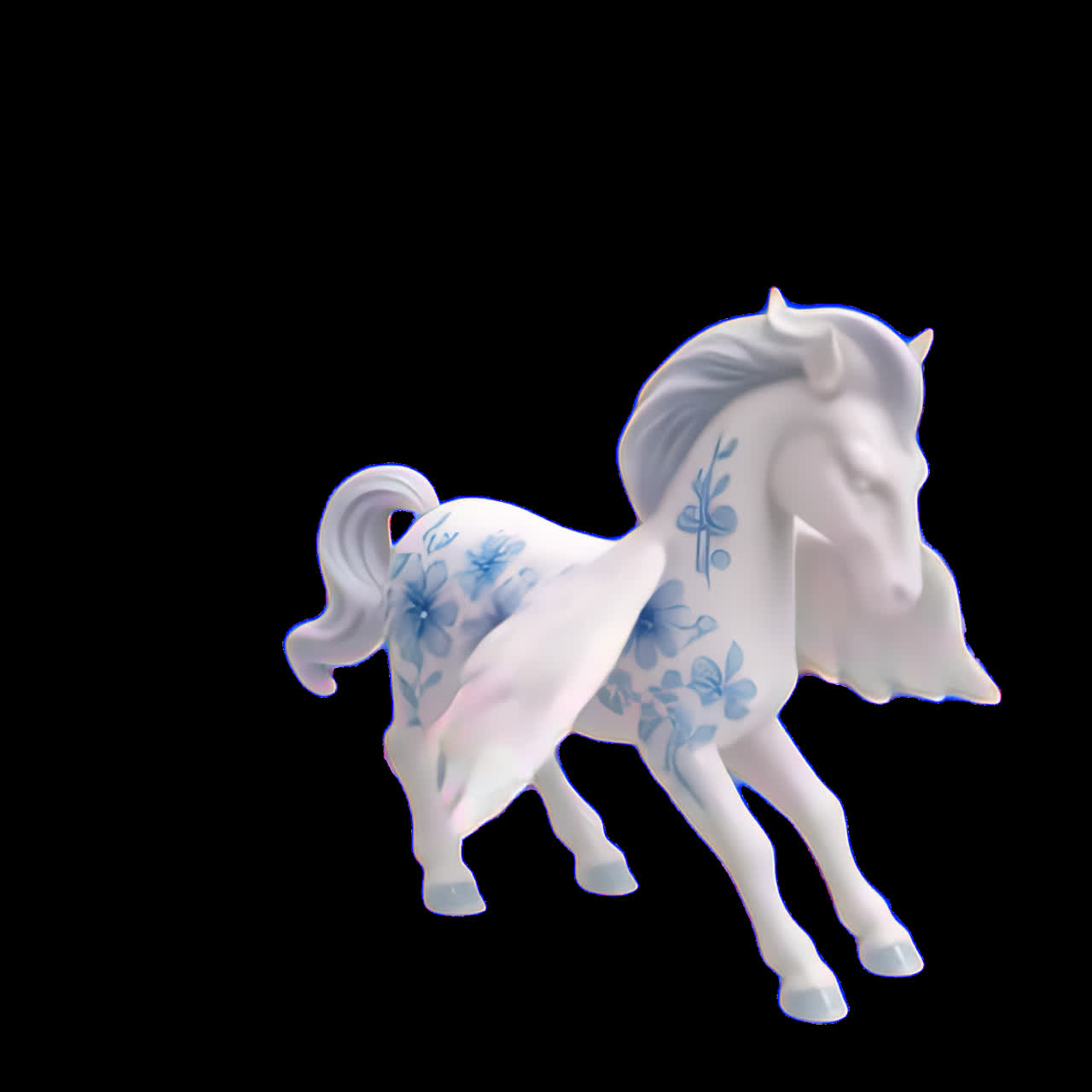 Porcelain pegasus with floral design