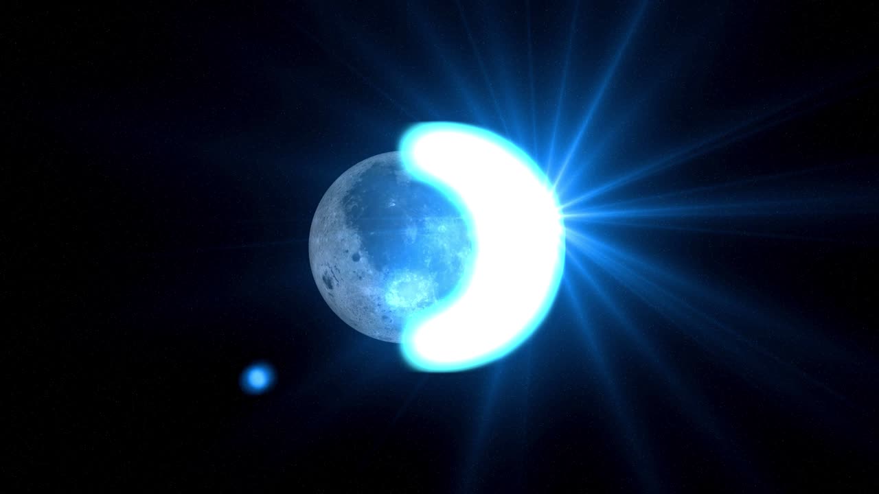 hermosa llamarada azul eclipse solar