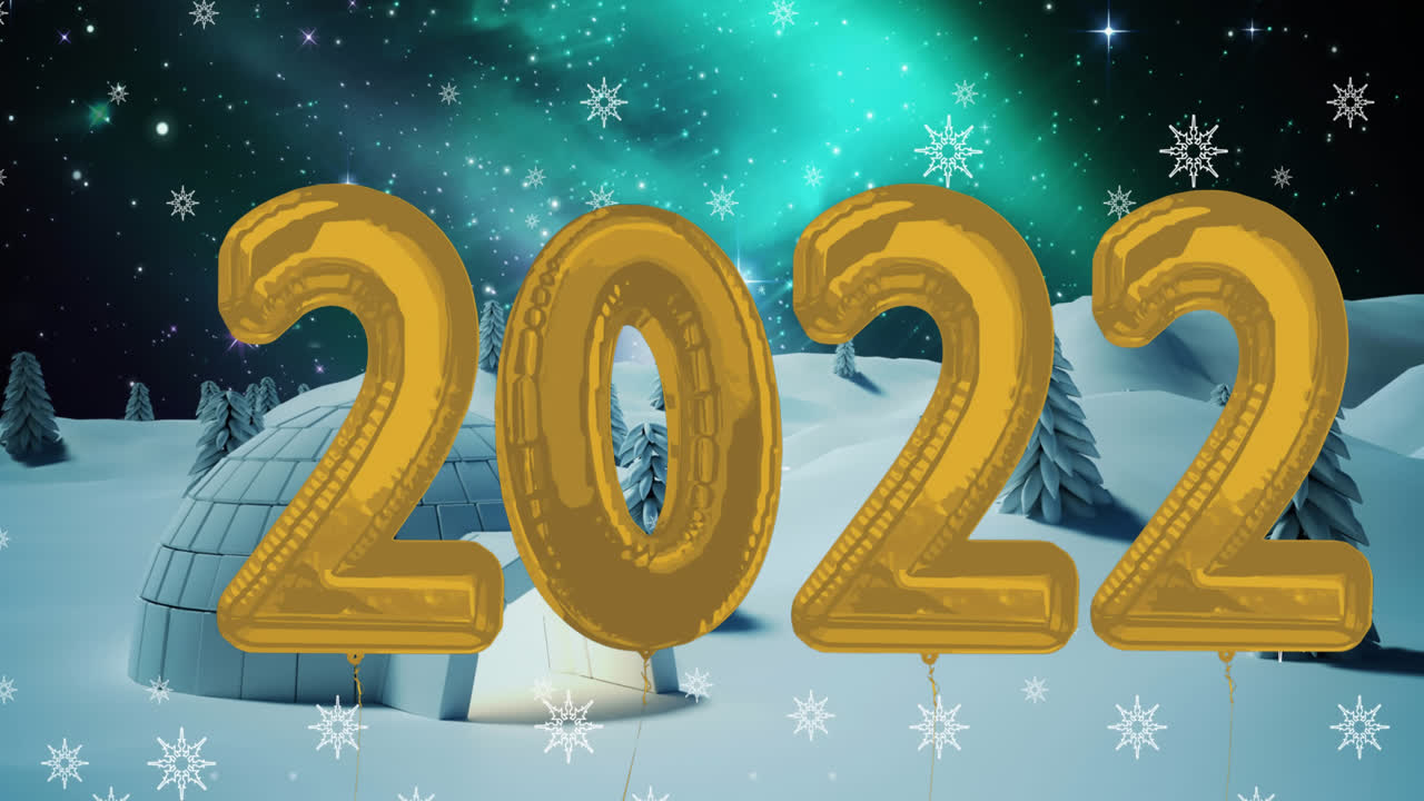 animación de 2022 texto sobre iglú en el paisaje de invierno