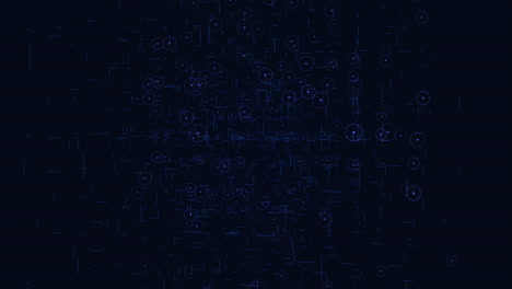 big futuristic cube with blue lines and points in dark space