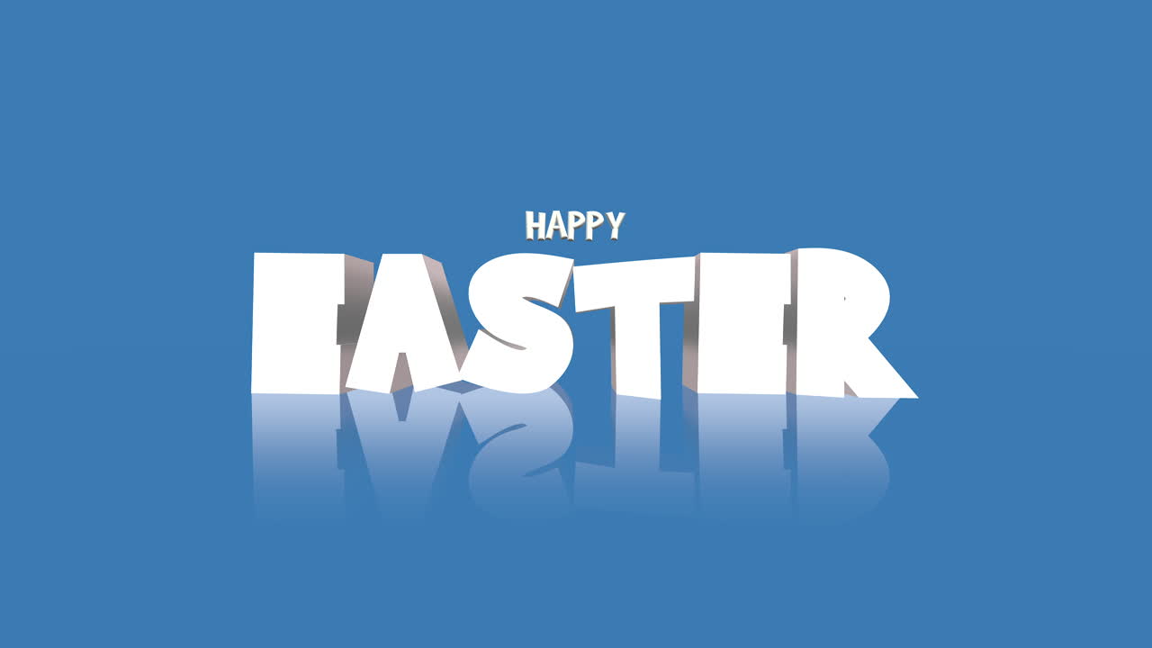 Testo Buona Pasqua in stile cartone animato su sfumatura blu
