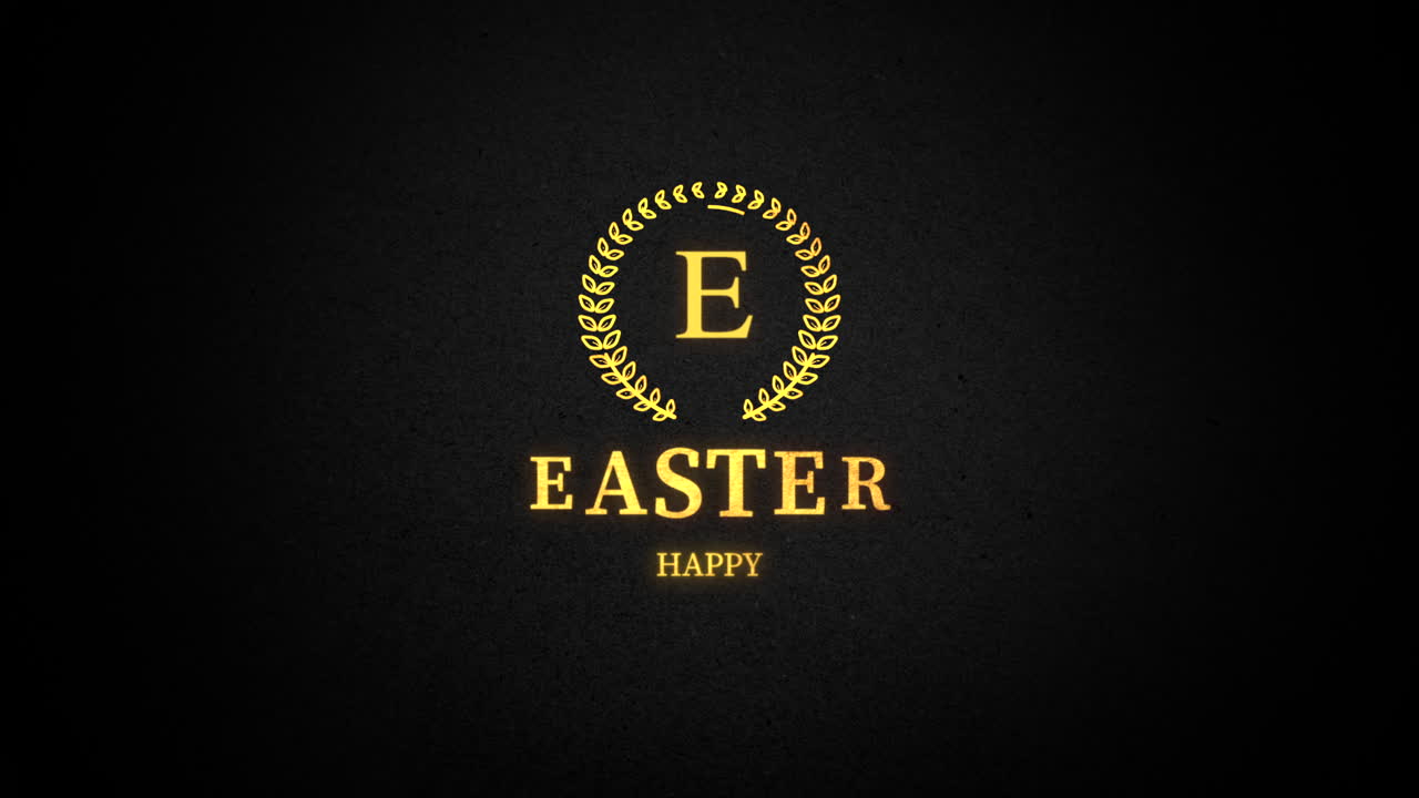 Buona Pasqua e foglie dorate su sfumatura nera