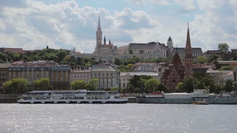 standing footage from the side of buda and region of matthias church with less water traffic in budapest