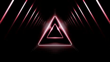 hermoso túnel triangular abstracto con líneas de luz moviéndose rápidamente. conjunto de varios elementos de video. volando a través del túnel futurista de fondo del agujero de gusano. animación en bucle 3d.