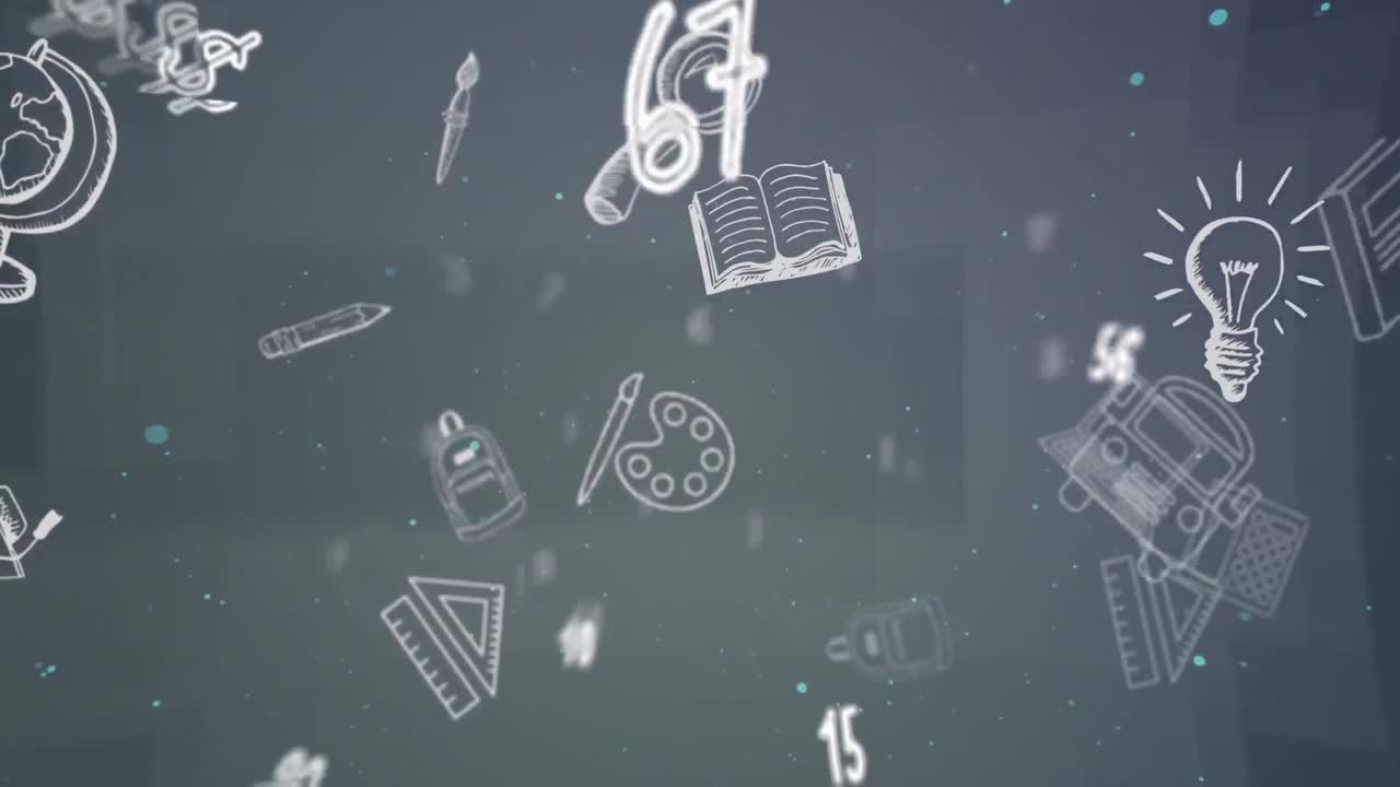Animation of school items moving over chalkboard | Premium Stock Video ...