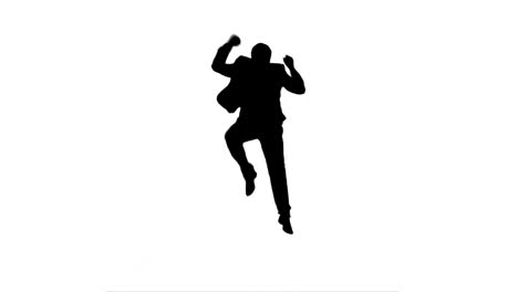 a silhouette excited man jumping