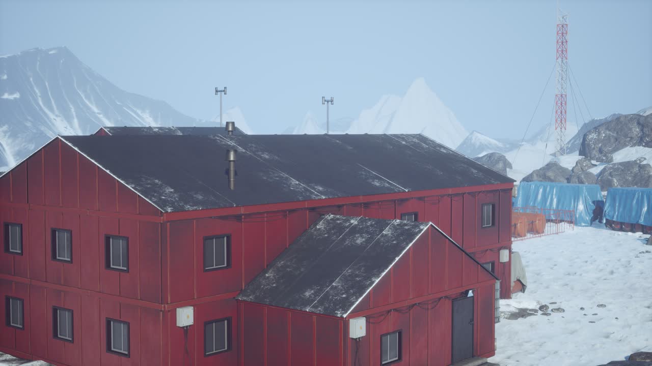 science station in Antarctica at summer