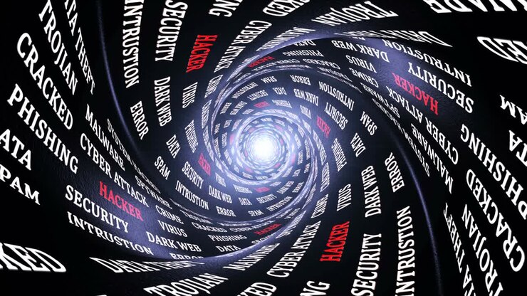 Parole chiave HACKER sulle pareti del tunnel, Animazione, Sfondo, Loop