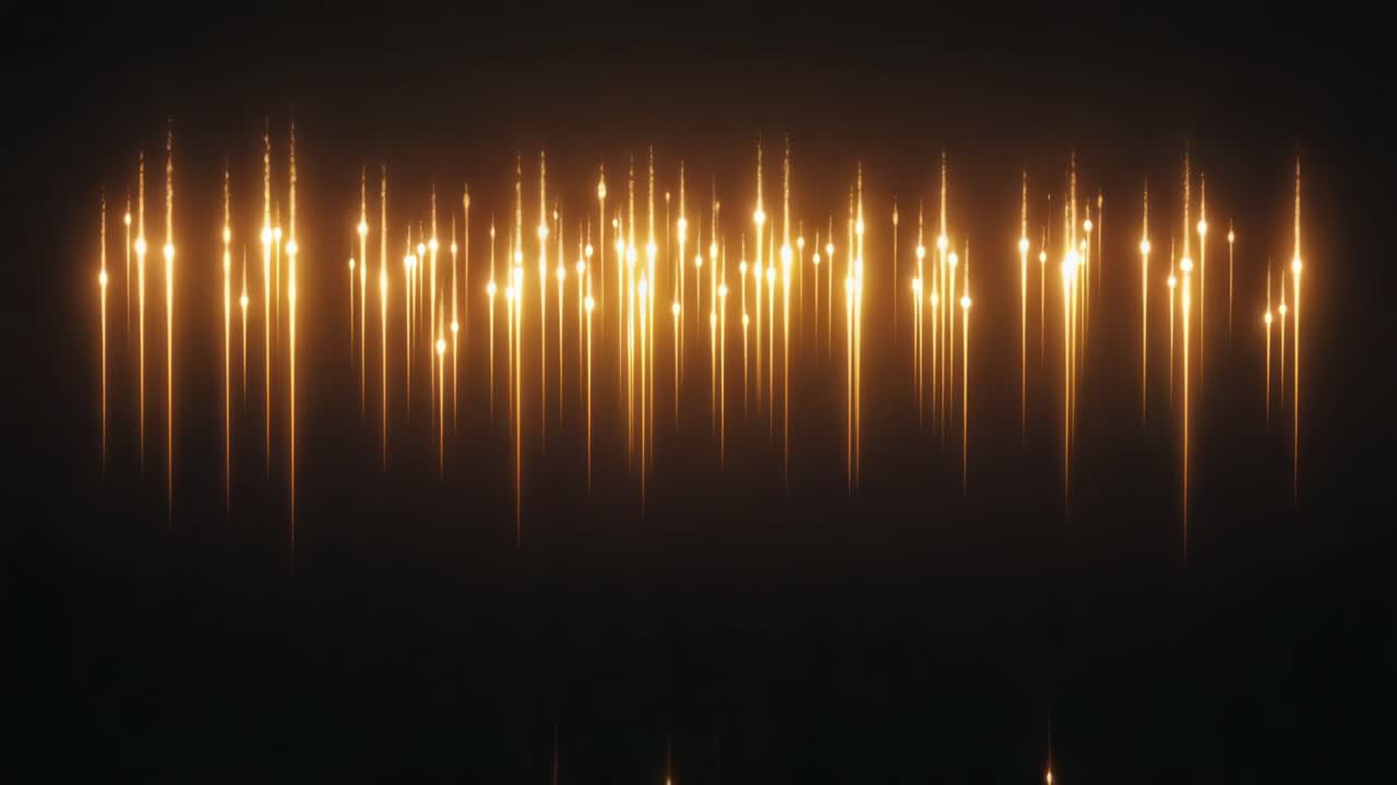 Abstract Golden Light Streaks on Black Background