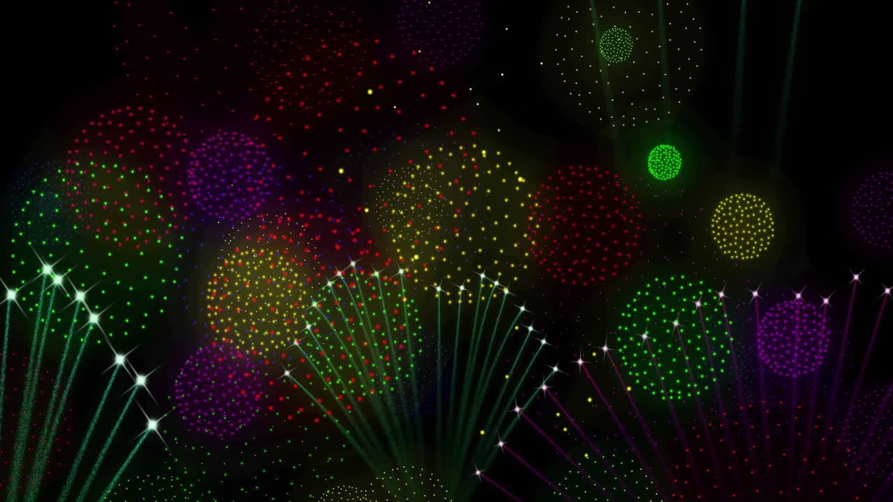 Animazione di fuochi d'artificio su sfondo nero