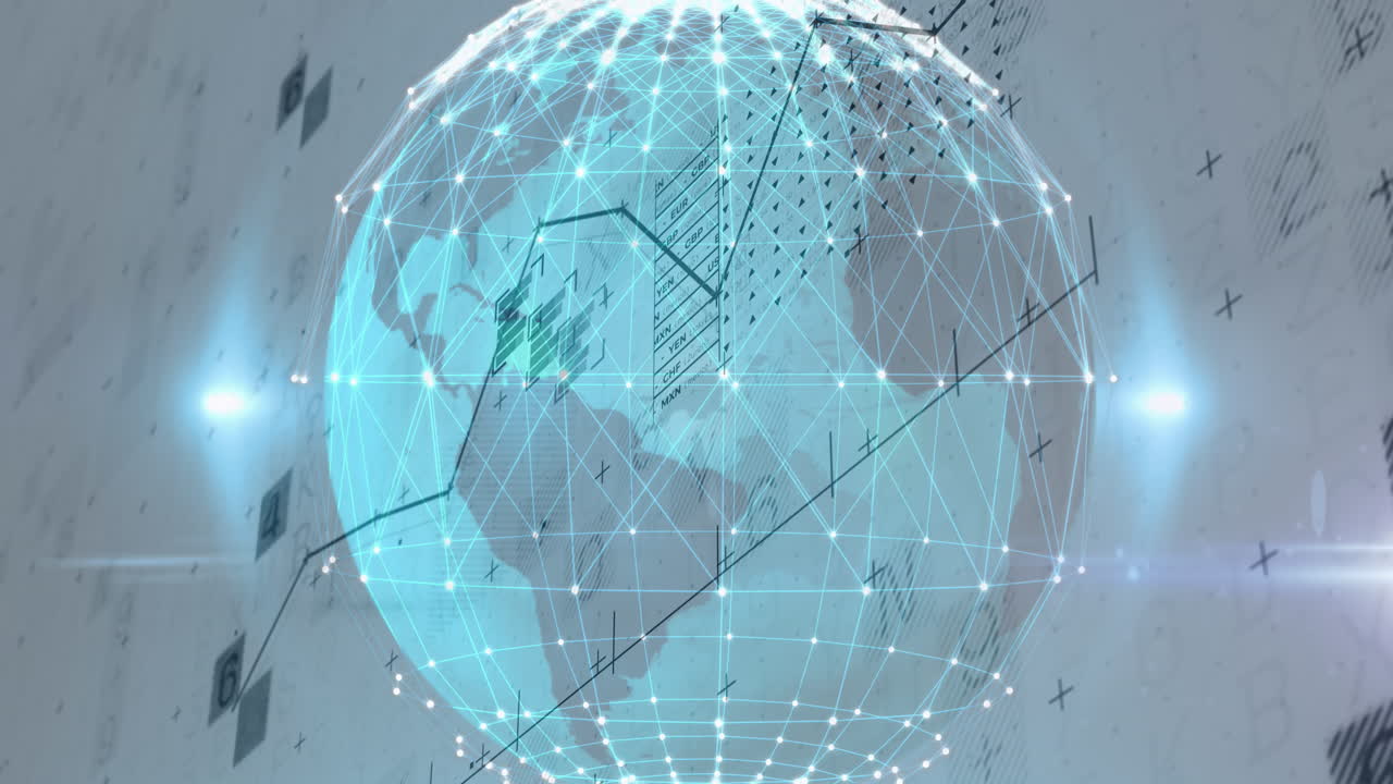 ⁇ 색 배경 위의 금융 데이터 처리 애니메이션