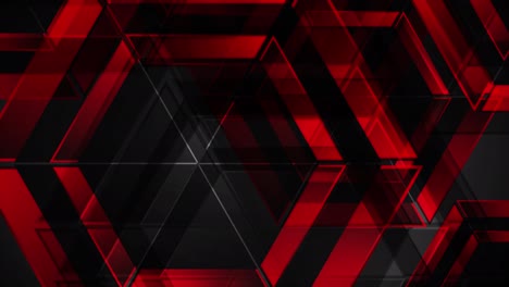 rojo y negro hexágonos brillantes brillantes geometría abstracta fondo de movimiento