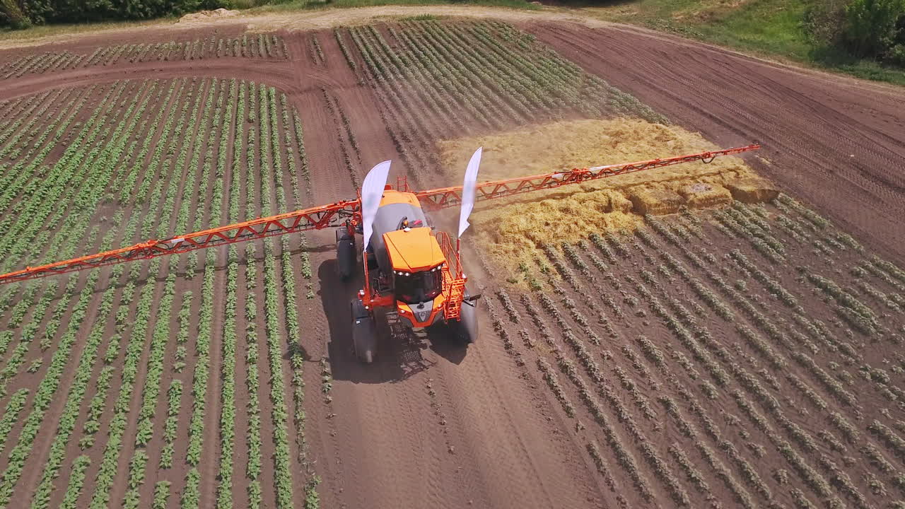 irrigación de procesos y fertilizantes en el campo cultivado. industria agrícola