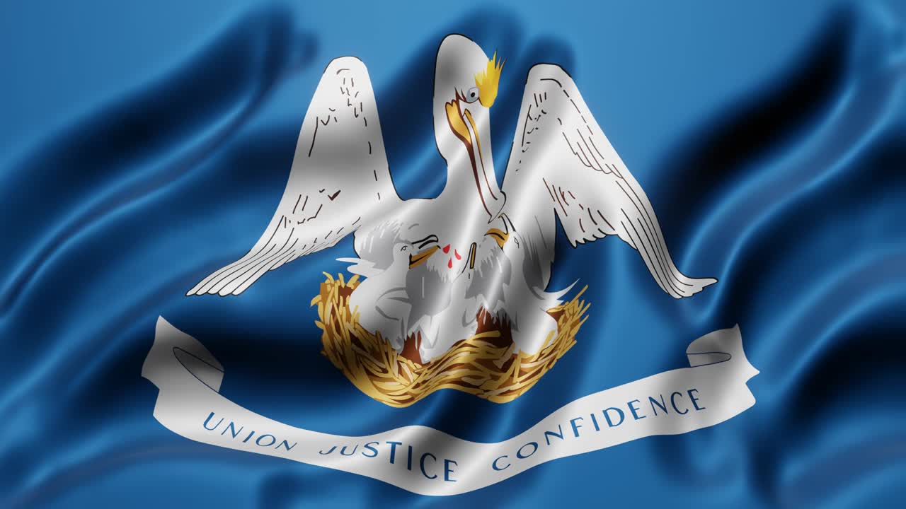 la bandera del estado de luisiana de los estados unidos ondeando