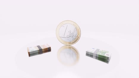 Euro-münze-Und-Und-Euro-banknoten-Rechnungen-Auf