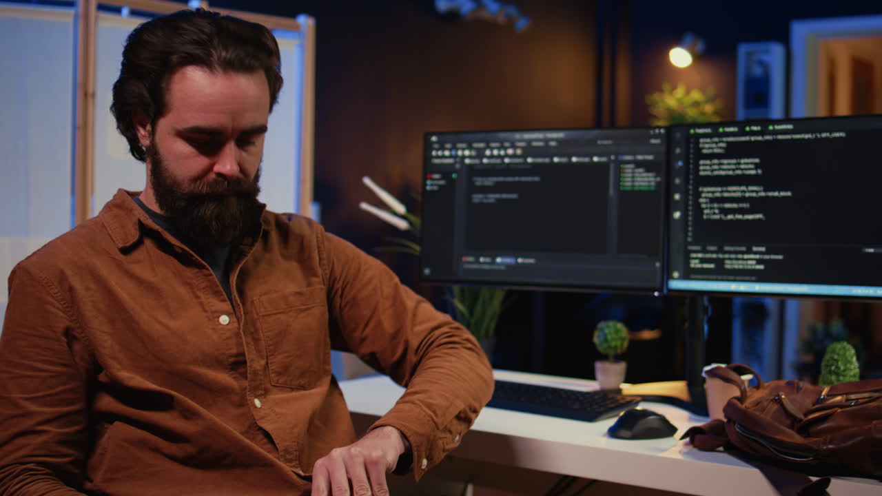 Freelancing computer scientist starting work in personal office at home