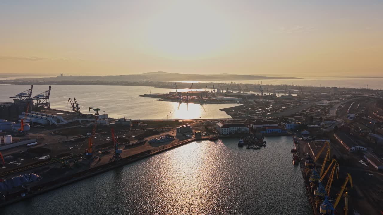 Port panorama with container terminal