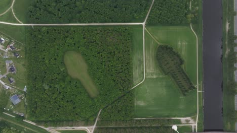 Top-down-view-of-The-green-cathedral-flevoland,-aerial