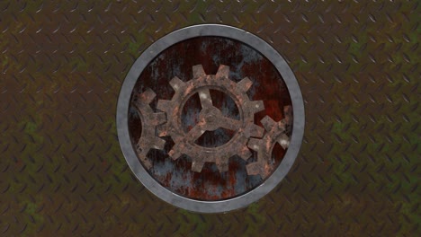 Rusty gears. 3D rendering. 3D animation with 4K resolution.