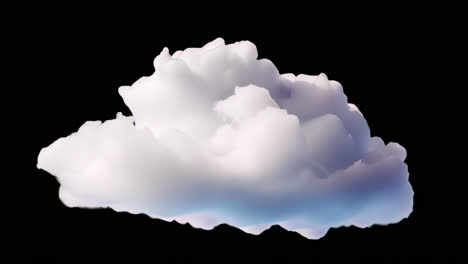 fluffy cloud against blue sky animation isolated asset, transparent 4k video, alpha channel, prores