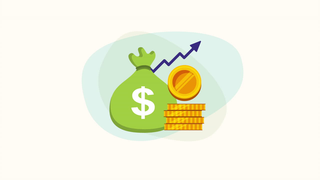 moeda de dinheiro de dólar saco com flecha para cima