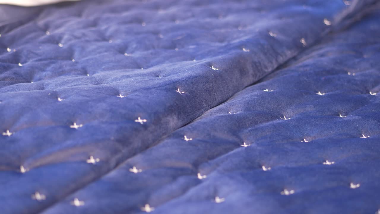 Close-up of a navy blue quilted fabric