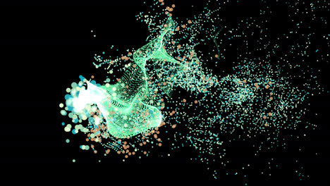 colored particles exploding from side on transparent background.