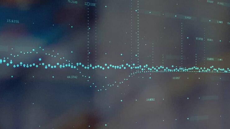 Animation of data processing on blurred background