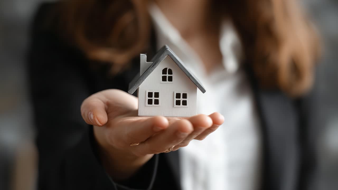 Presentación de una Casa Modelo por un Profesional, Simbolizando la Inversión Inmobiliaria y la Propiedad en el Mercado de la Vivienda