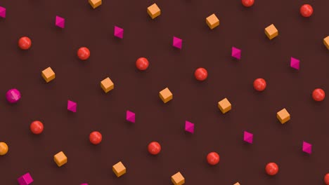 colorful geometric shapes morphing. brown background. abstract animation, 3d render.