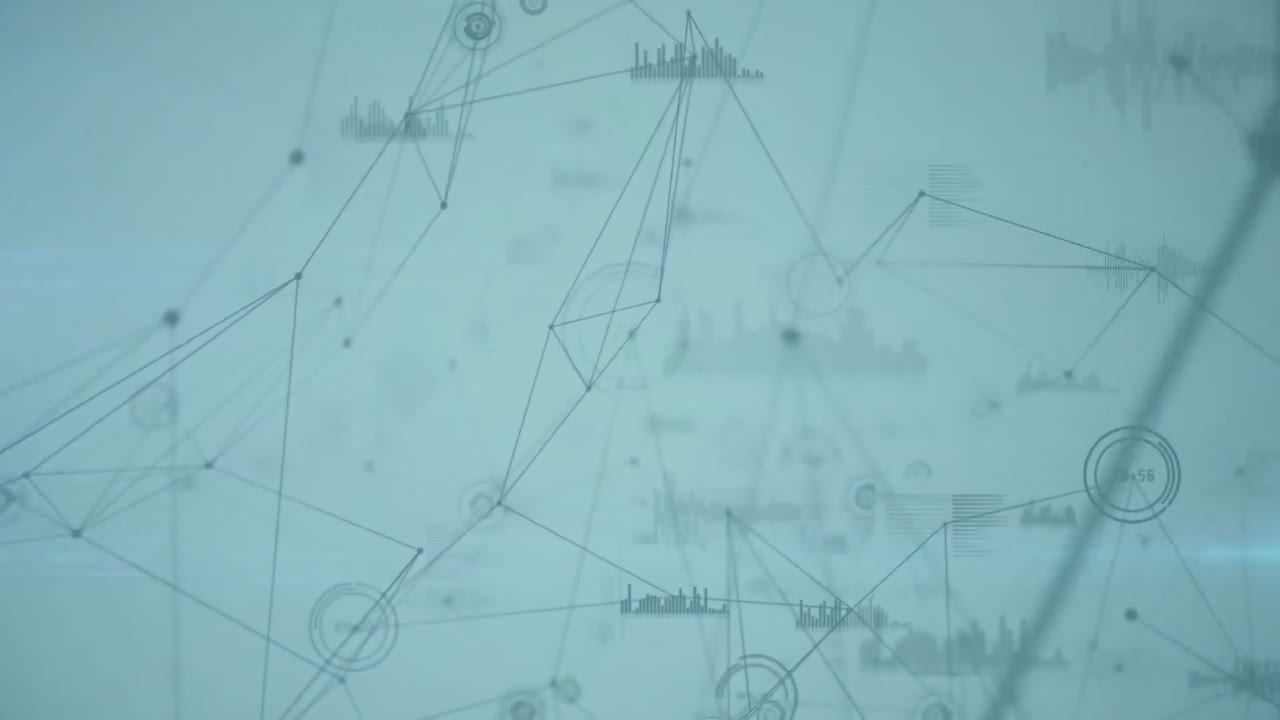 animación de la red de conexiones con puntos brillantes sobre fondo azul