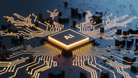 exploring the cutting-edge technology of artificial intelligence: a close-up on an ai processor surrounded by intricate circuitry and connections