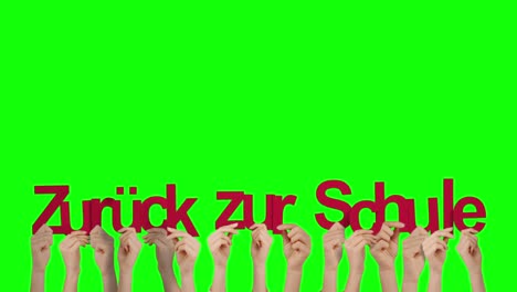 hands holding up zuruck zur schule