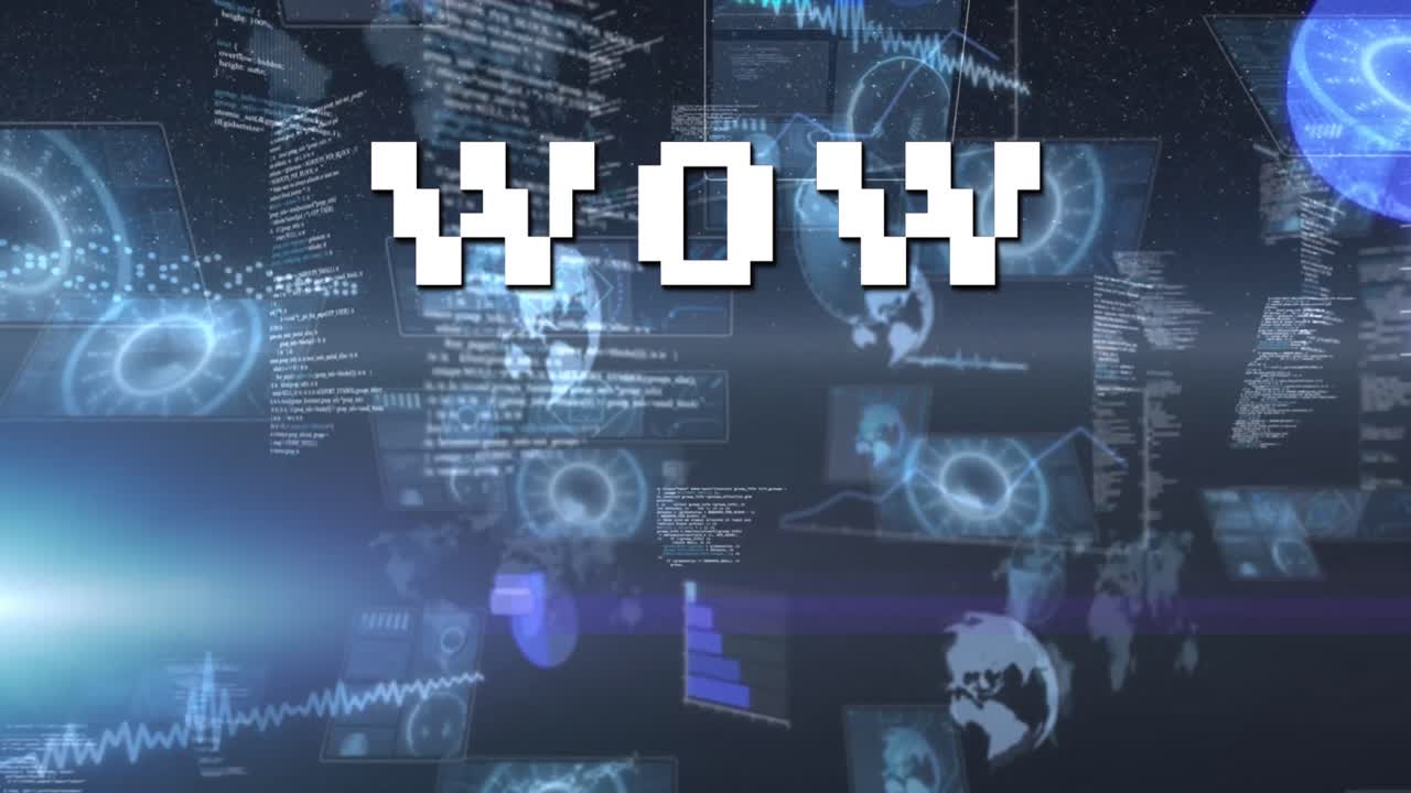 범위 스캐닝과 데이터 처리의 wow 텍스트의 애니메이션