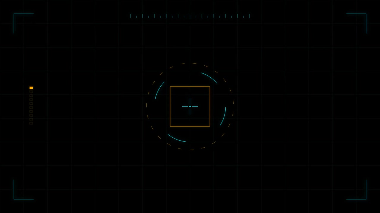 Digital HUD Interface With Scanning Reticle and Grid Overlay