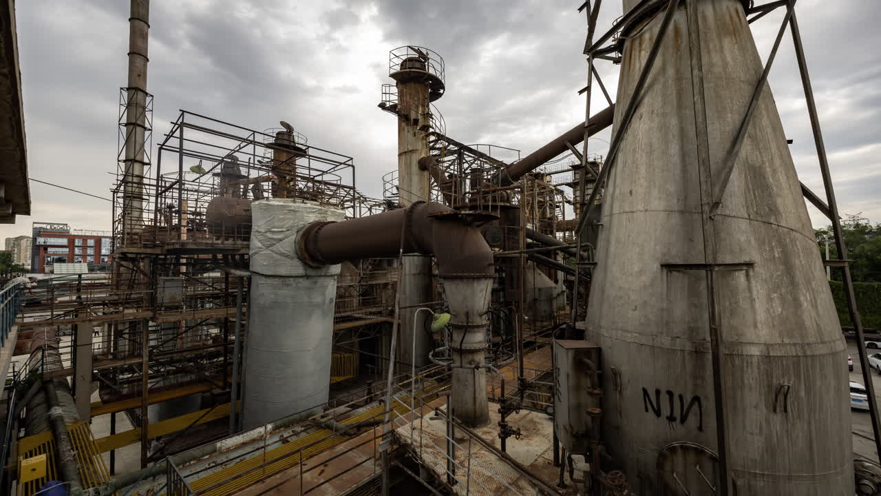 Timelapse of the Beijing city skyline from a high vantage point in vertical