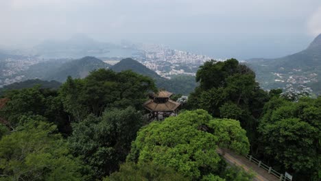 Hermosa-Vista-Aérea-De-La-Selva-Tropical-Y-El-Paisaje-Verde-De-La-Ciudad-En-Río-De-Janeiro,-Brasil---Vista-China