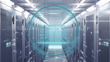 animación del procesamiento de datos de ciberseguridad a través de servidores informáticos