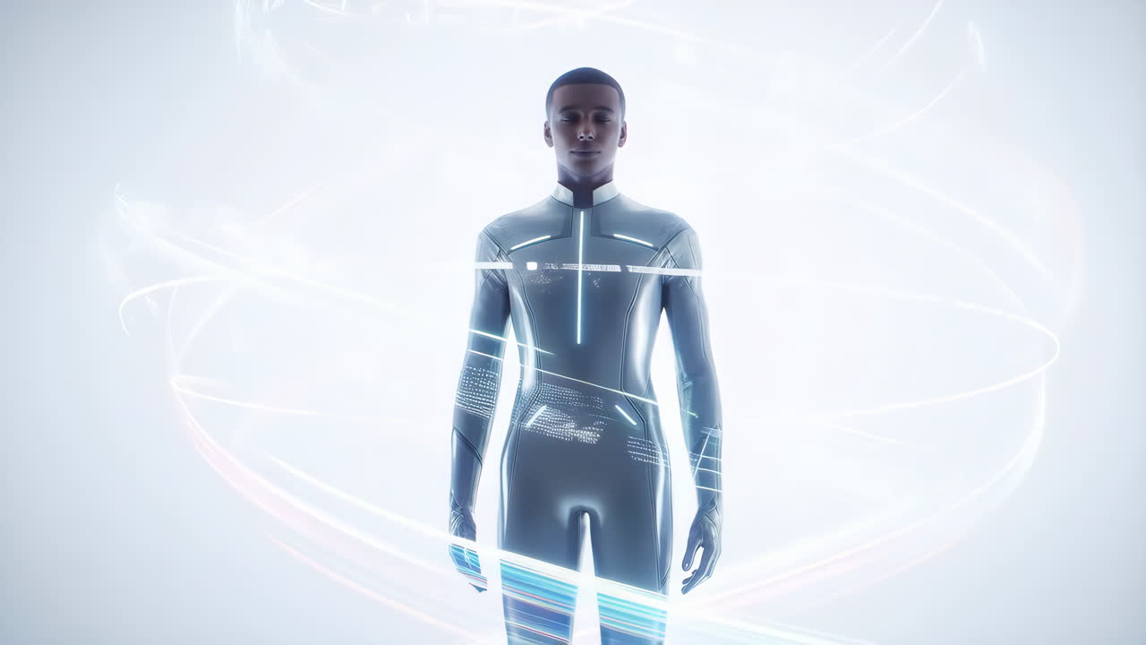 Futuristic Human with Digital Light Trails