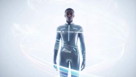 futuristic human with digital light trails
