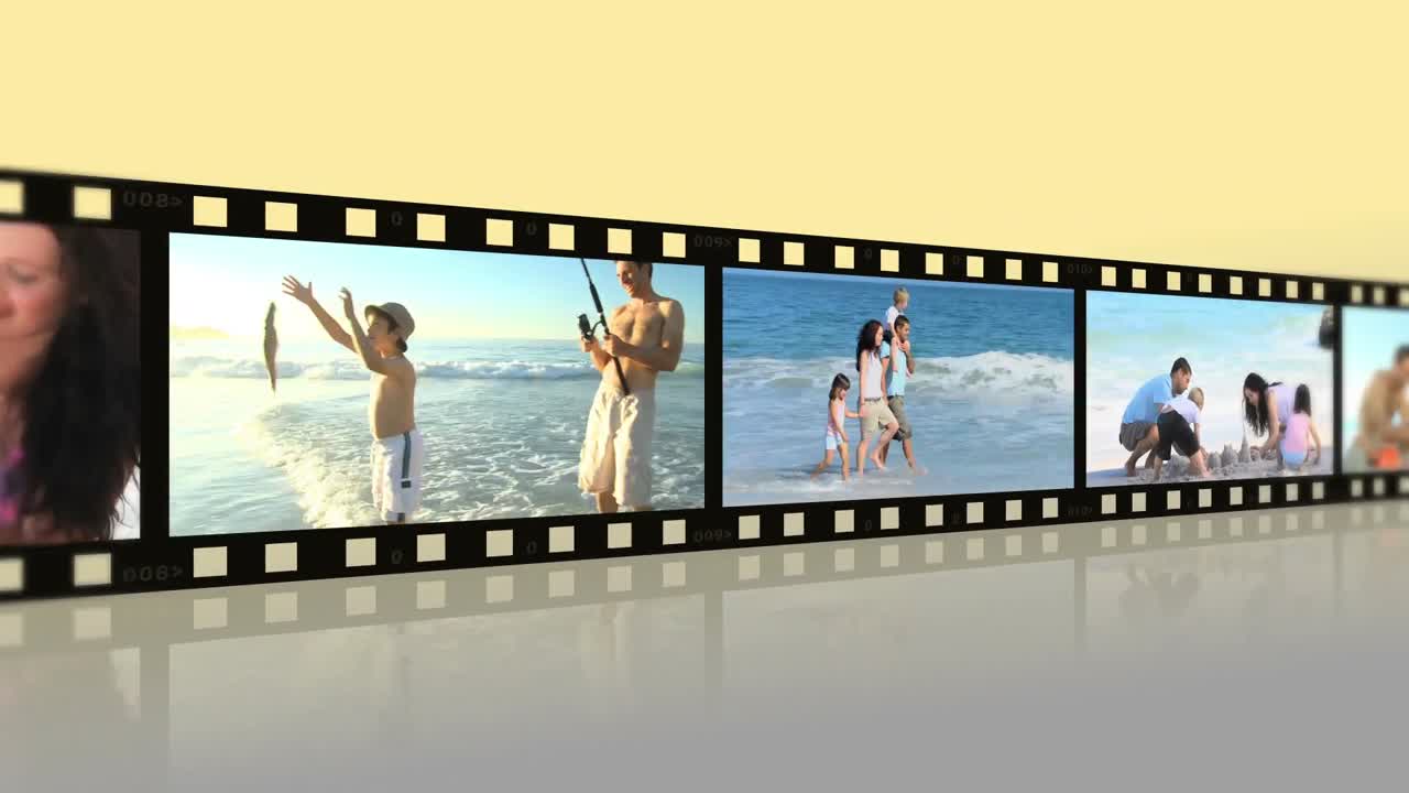 즐겁게 지내는 사랑스러운 가족들의 몽타지