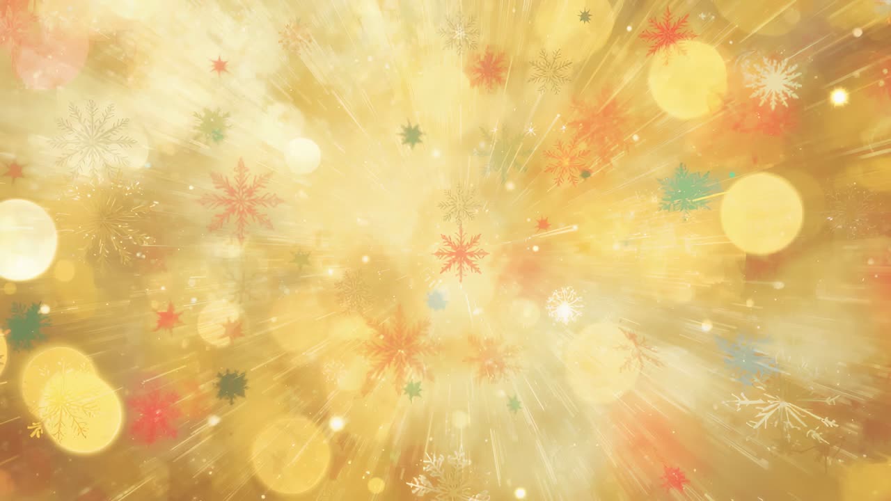 Forming glow near center, central luminous starburst brightening screen, serving holiday theme