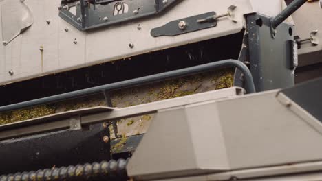 close-up view of what a grape harvester looks like after a harvest