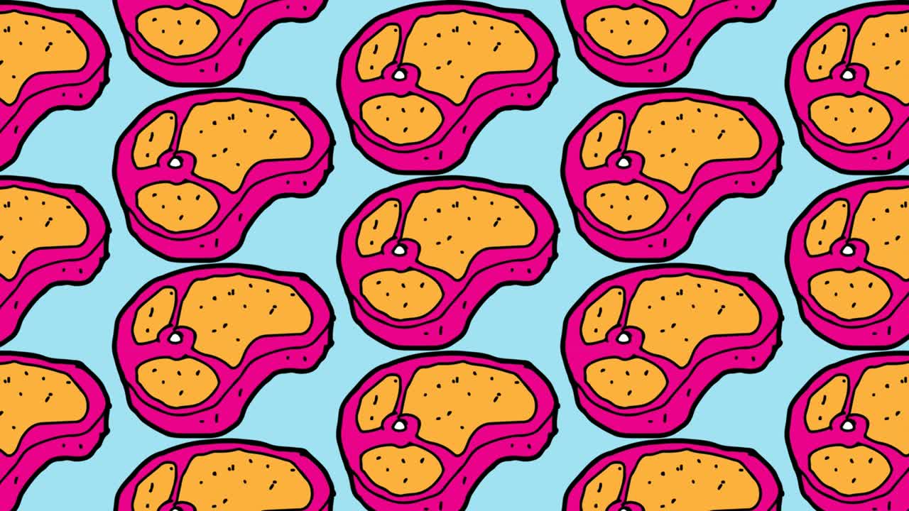kids drawing pop art seamless background with theme of meat