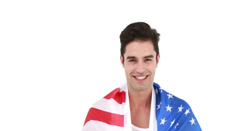 Happy-athlete-holding-American-flag