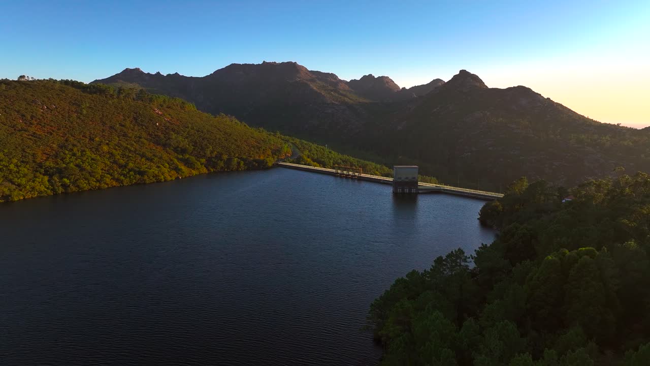 Flying Towards The Scenic Xallas River Dam In Ezaro, Dumbría, Galicia, Spain. Aerial Drone Shot